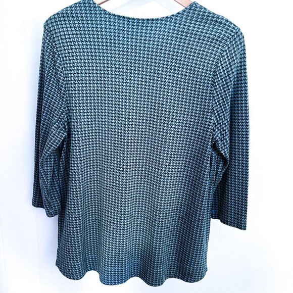 J Jill Houndstooth Ponte Knit Tunic Top Womens LP Large Petite - Picture 6 of 14